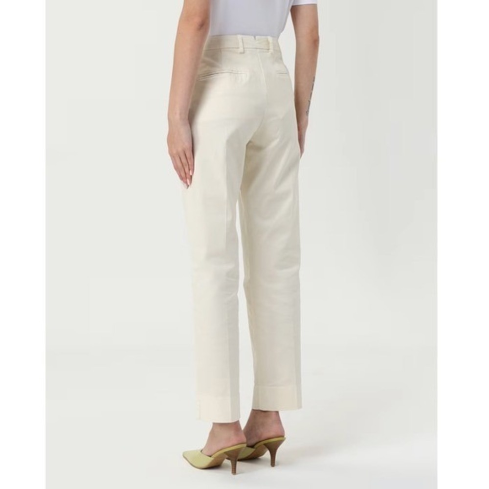 Grifoni Women's White Cuffed Ankle Trousers Made in Italy, 46 (10)